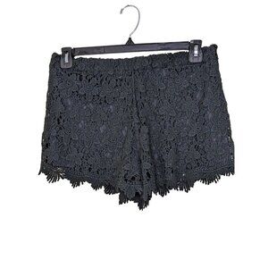 Love and Liberty Shorts Womens Large Black Crochet Lace Lined Stretch Waist